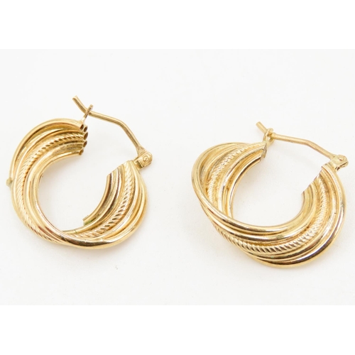 248 - Pair of 9 Carat Yellow Gold Multi-Row Hoop Earrings 2cm High