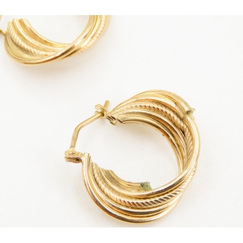 248 - Pair of 9 Carat Yellow Gold Multi-Row Hoop Earrings 2cm High