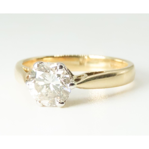 260 - Diamond Solitaire Six Claw Set Ring Mounted on 18 Carat Yellow Gold Diamond Carat Weight 1.39ct Ring... 