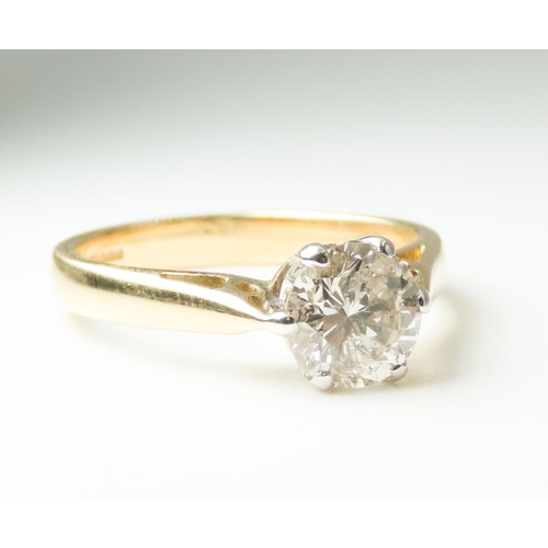 260 - Diamond Solitaire Six Claw Set Ring Mounted on 18 Carat Yellow Gold Diamond Carat Weight 1.39ct Ring... 