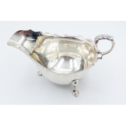 271 - Silver Gravy Boat Flying C Scroll Handle 8cm High 15cm Long