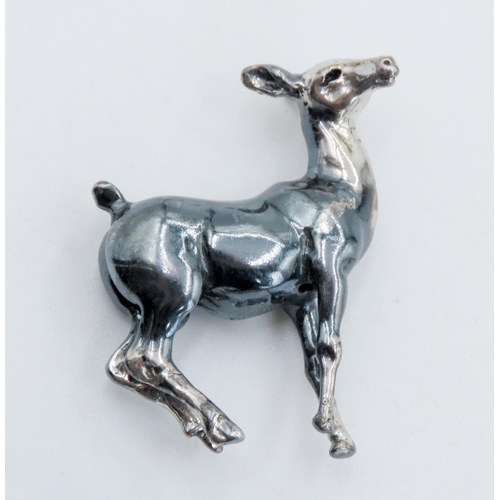 278 - Silver Miniature Deer Figure 5cm High