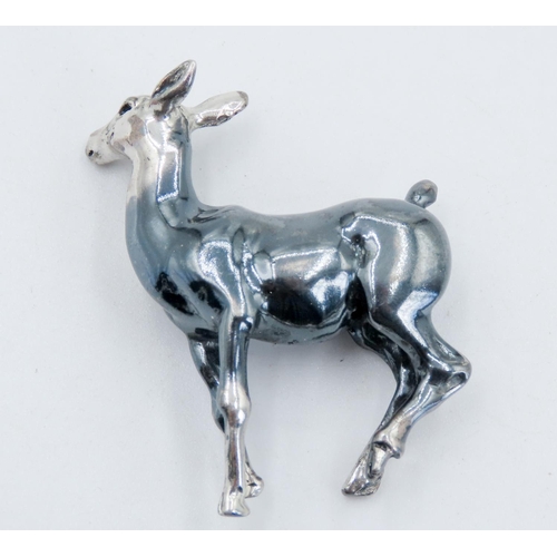 278 - Silver Miniature Deer Figure 5cm High