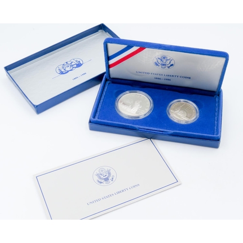 284 - United States Liberty Coins 1986 Liberty Half Dollar and 1986 Liberty Fine Silver Dollar Encapsulate... 