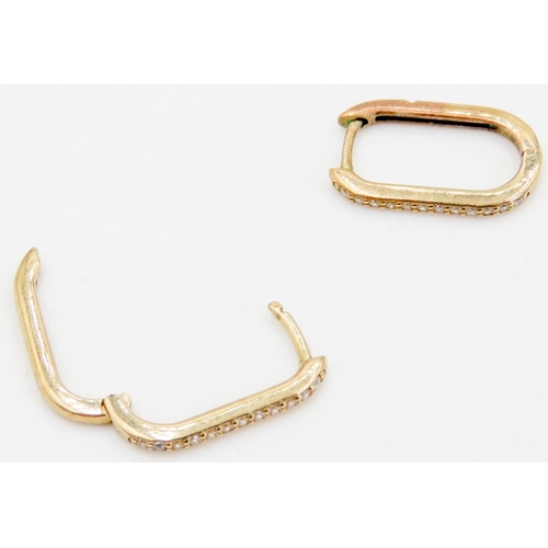 290 - Pair of 9 Carat Yellow Gold Gem set Hoop Earrings 1.5cm High