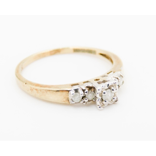 311 - Diamond Five Stone Ring Finely Detailed Set in 9 Carat Yellow Gold Ring Size P