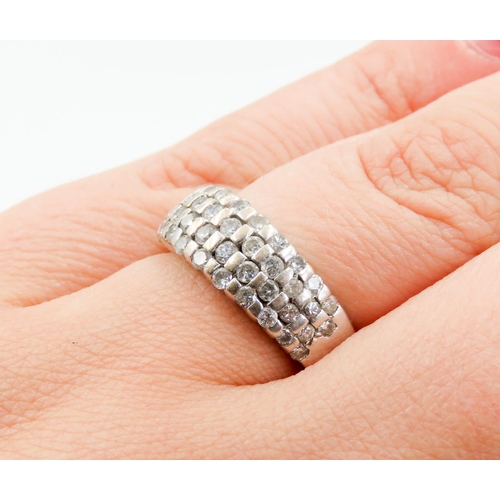 313 - Diamond Half Bezel Set Cluster Ring Mounted in 9 Carat White Gold Ring Size M