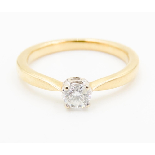 316 - Diamond Solitaire Ring Four Claw Basket Set in 18 Carat Yellow Gold Ring Size P