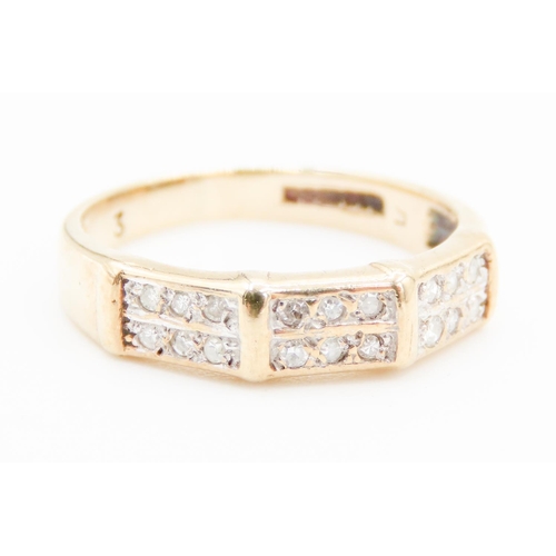 320 - Diamond Set Three Facet Set Ladies Ring Mounted in 9 Carat Yellow Gold Ring Size I