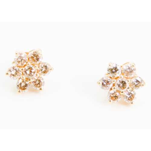 331 - Pair of Diamond Ladies Daisy Cluster Earrings set in 18 Carat Yellow Gold 9mm High Diamond Carat Wei... 