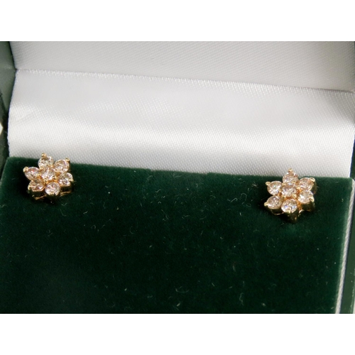 331 - Pair of Diamond Ladies Daisy Cluster Earrings set in 18 Carat Yellow Gold 9mm High Diamond Carat Wei... 