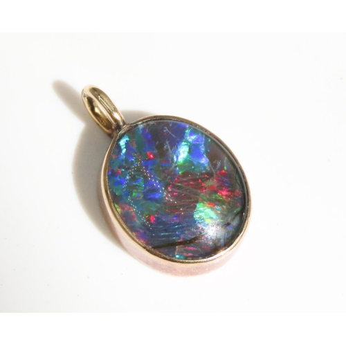 338 - Bezel Set Opal Pendant Mounted in 9 Carat Yellow Gold 1.5cm High