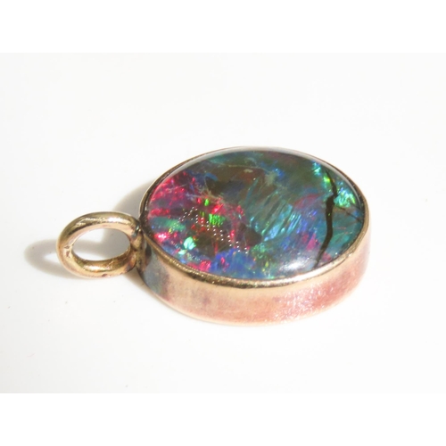 338 - Bezel Set Opal Pendant Mounted in 9 Carat Yellow Gold 1.5cm High