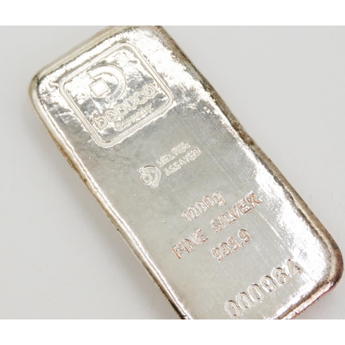 342 - 1000g Fine 999.9 Silver Bar by Doduco Germany Melter Assayer