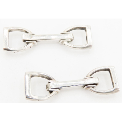 353 - HERMES Vintage Silver Equestrian Motif Cufflinks Each 4cm High Original Presentation Box Present