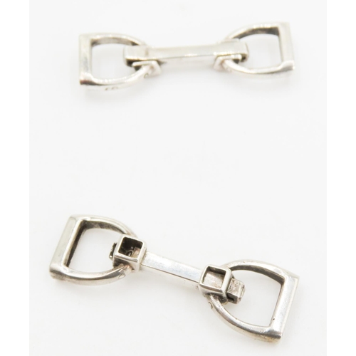 353 - HERMES Vintage Silver Equestrian Motif Cufflinks Each 4cm High Original Presentation Box Present