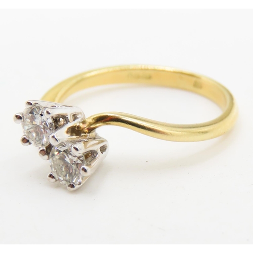 354 - Diamond Toi et Moi Ring Set in 18 Carat Yellow Gold Ring Size L