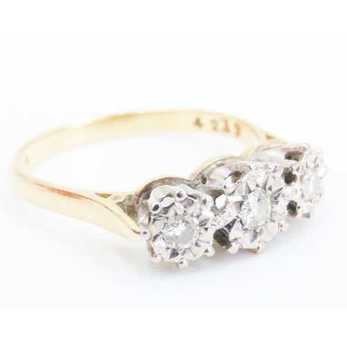 356 - Three Stone Ladies Diamond Ring Finely Set in 18 Carat White Gold Mounted on 18 Carat Yellow Gold Ri... 