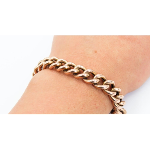 358 - 9 Carat Rose Gold Curb Link Bracelet Incised Detailing to Links Heart Padlock Clasp with Safety Chai... 