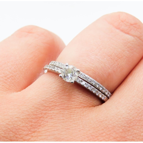 359 - Diamond Solitaire Ring with Matching Wedding Band Each Platinum Bands Ring Sizes M Diamond Colour H ... 