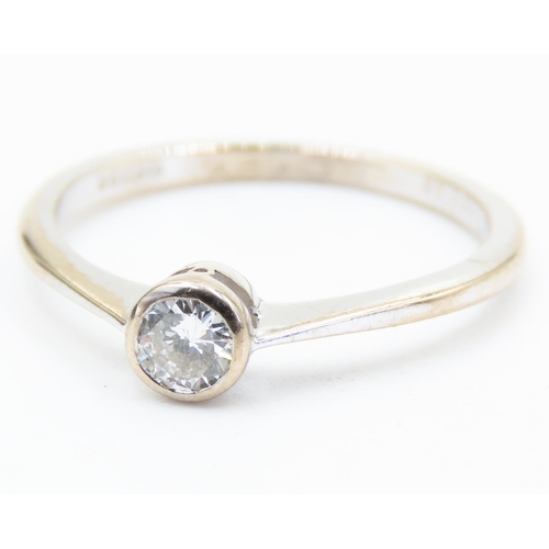 361 - BOODLES Bezel Set Diamond Solitaire Ring Mounted in 18 Carat White Gold Ring Size O and a Half 0.24C... 