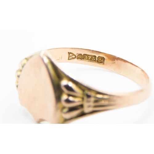 362 - 9 Carat Rose Gold Shield Motif Gents Ring Size W and a Half