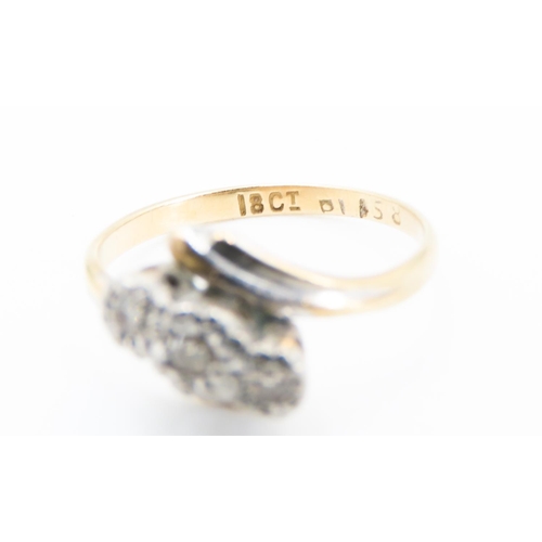 369 - Diamond Three Stone Ring Rub over Set in Platinum Mounted on 18 Carat Yellow Gold Ring Size I