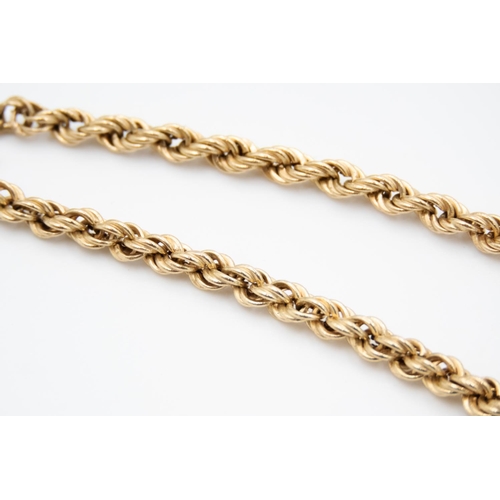 37 - 9 Carat Yellow Gold Rope Chain Bracelet 18cm Long with Safety Chain Present