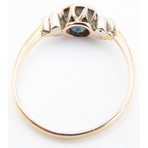 371 - Bezel Set Sapphire Ring Mounted in 18 Carat Yellow Gold Further Rose Cut Diamonds Set to Shoulders R... 