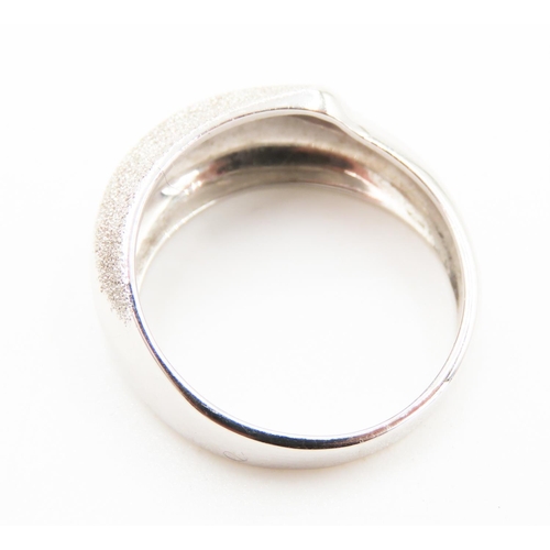 381 - Unusual 18 Carat White Gold with Textured Edge Ring Size P