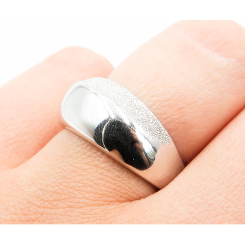 381 - Unusual 18 Carat White Gold with Textured Edge Ring Size P