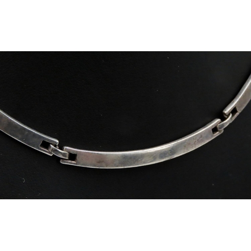 391 - Silver Bar Link Necklace 42cm Long