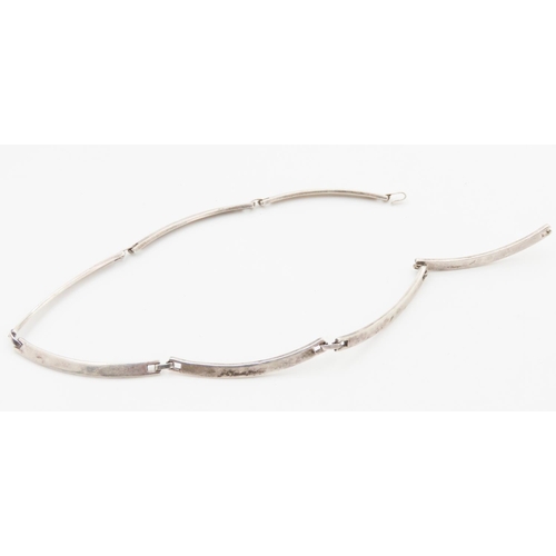 391 - Silver Bar Link Necklace 42cm Long