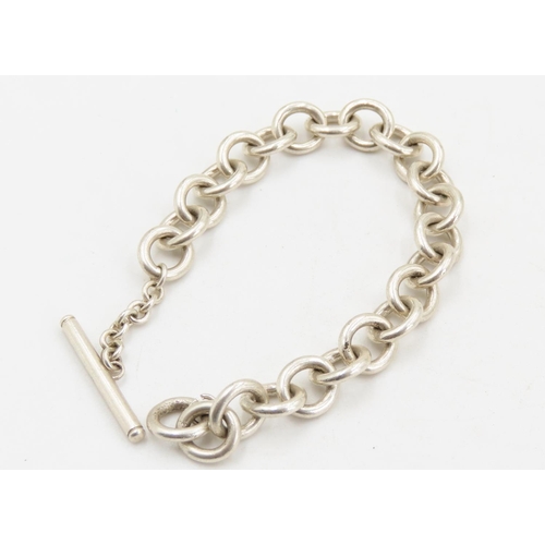 394 - Silver Circular Link Bracelet 17cm Long