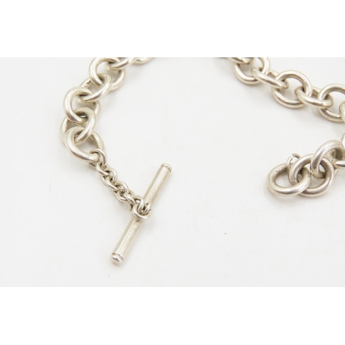 394 - Silver Circular Link Bracelet 17cm Long