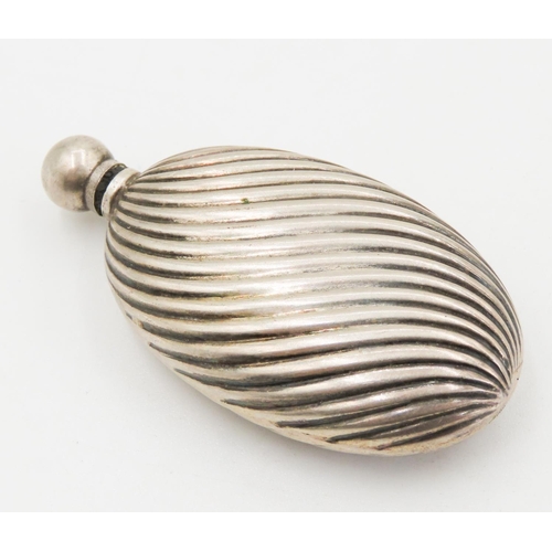 397 - Oval Silver Swirl Motif Scent Bottle 6cm High