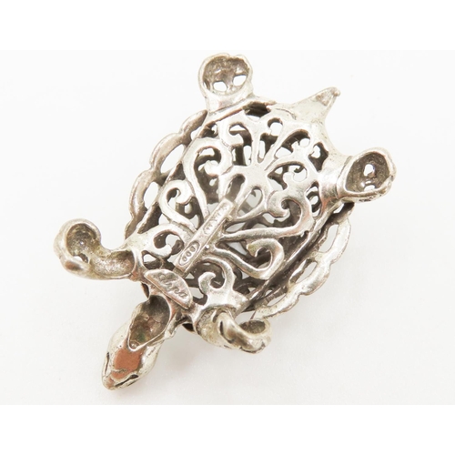 403 - Finely Detailed Silver Miniature Tortoise Figure 1.5cm High 4cm Long