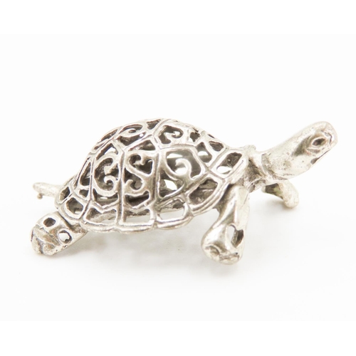 403 - Finely Detailed Silver Miniature Tortoise Figure 1.5cm High 4cm Long