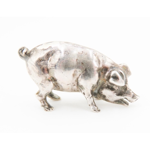 404 - Silver Pig Miniature Figure 2cm High 4cm Long