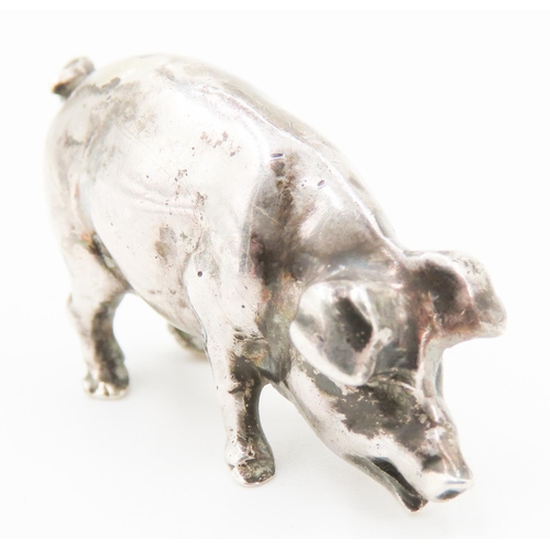 404 - Silver Pig Miniature Figure 2cm High 4cm Long