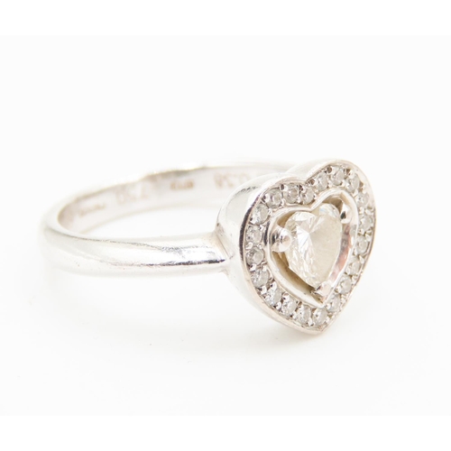 408 - Scintilla Heart Cut Diamond  Centre Stone with Further Diamond Set Halo Surround Mounted in 18 Carat... 