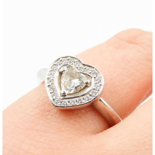 408 - Scintilla Heart Cut Diamond  Centre Stone with Further Diamond Set Halo Surround Mounted in 18 Carat... 