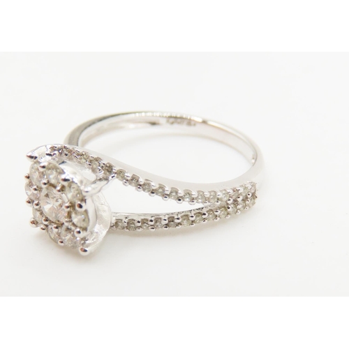 418 - KALLATI Diamond Set Ladies Cluster Ring Finely Detailed with Further Diamonds Set to Band Mounted in... 