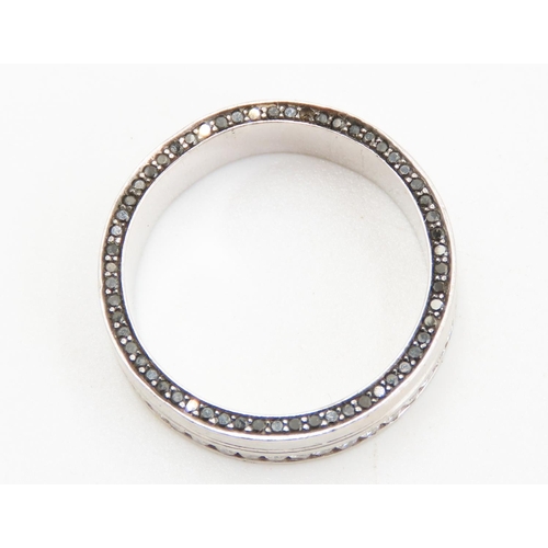 433 - Diamond Set Eternity Ring Mounted in 18 Carat White Gold Clear and Black Diamond Set Shank Ring Size... 