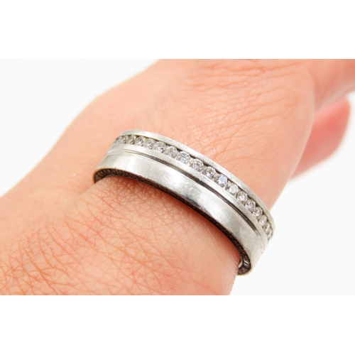 433 - Diamond Set Eternity Ring Mounted in 18 Carat White Gold Clear and Black Diamond Set Shank Ring Size... 