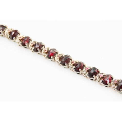 440 - Garnet Set Bracelet with Further Diamond and Ruby Decoration to Setting Set in Silver and 9 Carat Ro... 