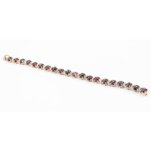 440 - Garnet Set Bracelet with Further Diamond and Ruby Decoration to Setting Set in Silver and 9 Carat Ro... 