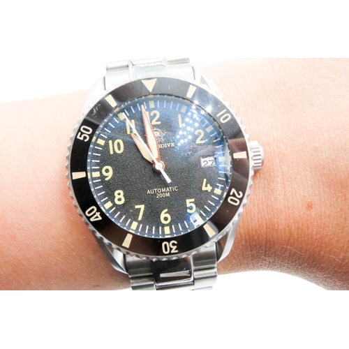 458 - Addiesdive Deep Sea Hunter Automatic Movement 200M Stainless Steel Watch Navy Dial Glow in the Dark ... 