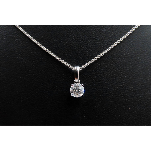 475 - Diamond Solitaire Pendant Mounted in  18 Carat White Gold Set on 18 Carat White Gold Chain 46cm Long... 