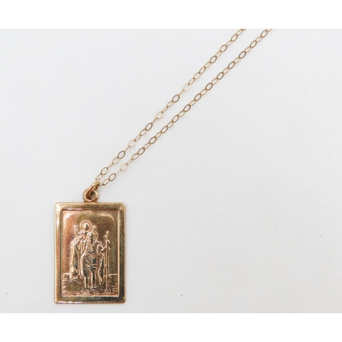 478 - 9 Carat Yellow Gold St. Christopher Pendant 2cm High Set on 9 Carat Yellow Gold Chain 44cm Long As N... 